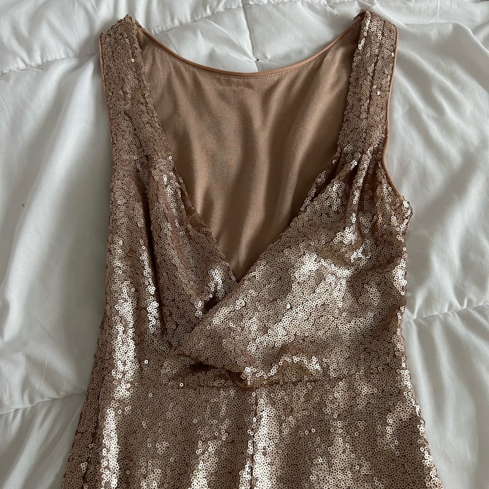 Lulu's Slink And Wink Matte Rose Gold Sequin Maxi… - image 4